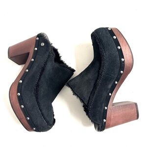 Ugg Aubriana Suede Wooden Clogs Black Size 8